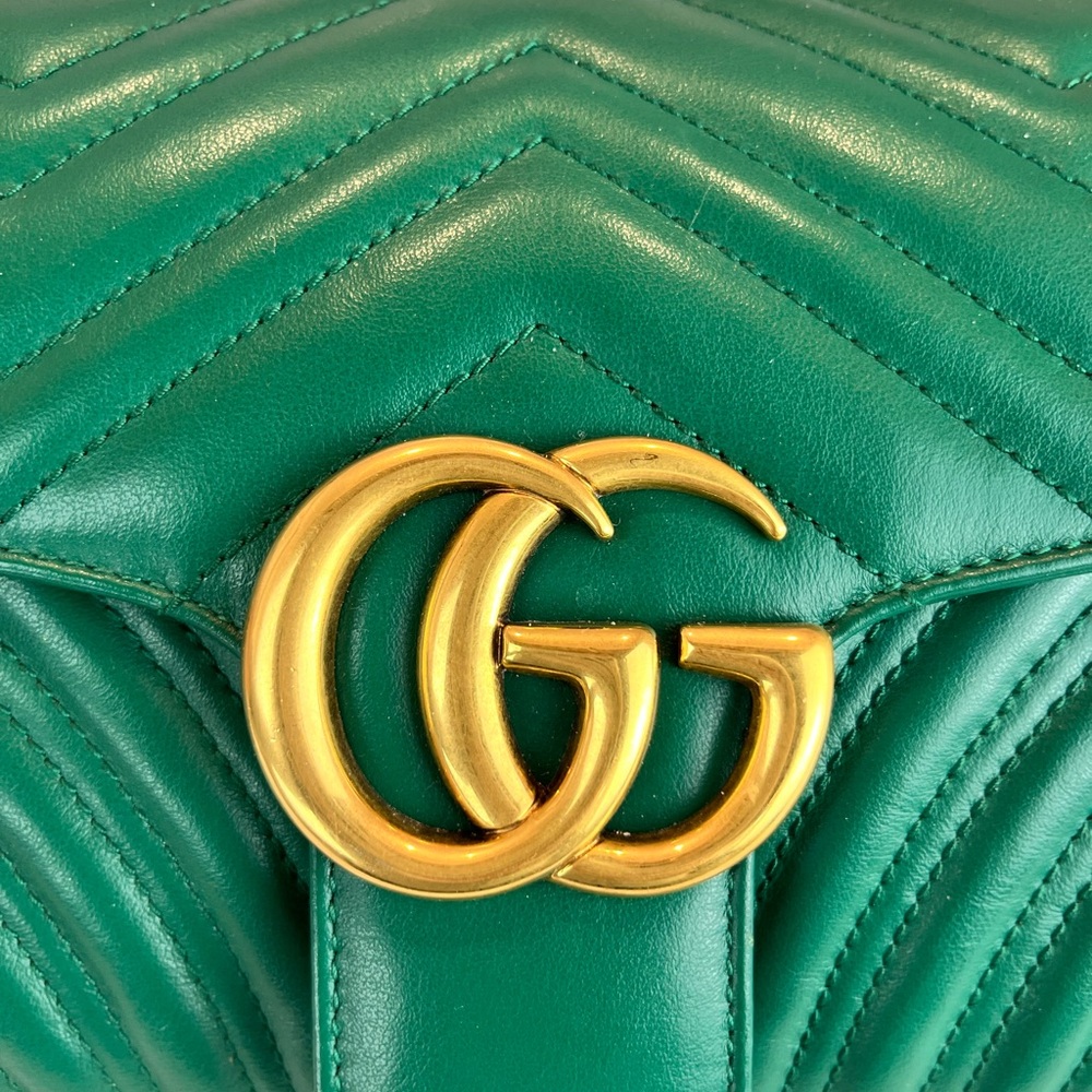 Green Gucci Small GG Marmont Matelasse Shoulder Bag - Picture 10 of 17